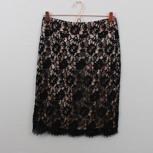 Banana Republic Pencil Black & Nude Lace Skirt